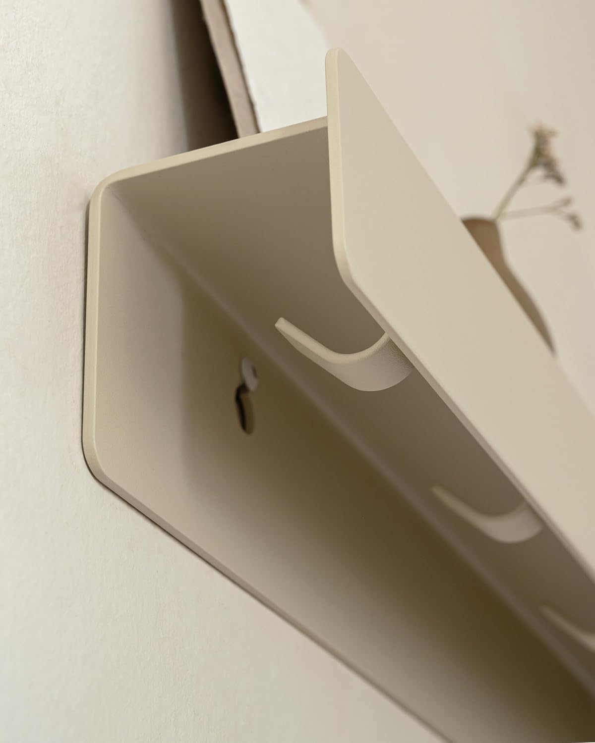Kazai. Coat Rack Wall Mount 'Kian' | Modern Coat Rack with Hidden Hooks and Shelf | Designer Metal Wall Mounted Clothes Hook | Heavy Duty Entryway Wall Hanger | Taupe