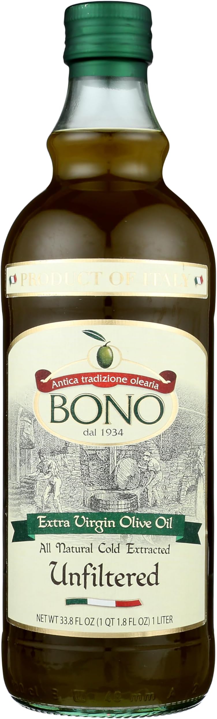 Bono Unfiltered First Cold Pressed Extra Virgin Olive Oil 1 Liter – Italy