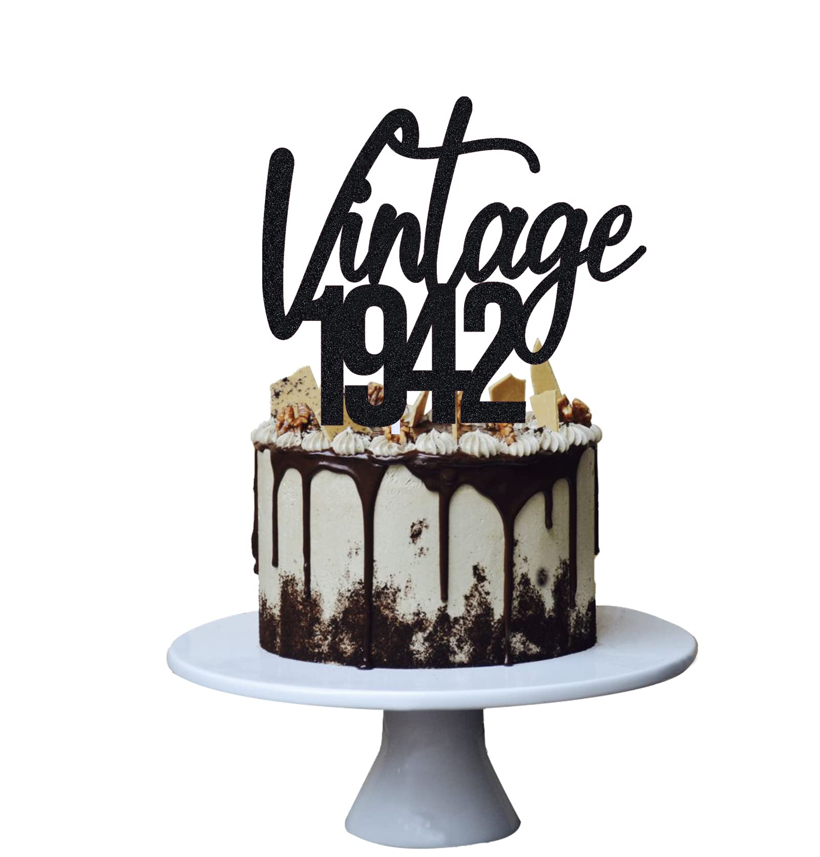 Amazon.com: Vintage 1942 Cake Topper for 80th Men and Women Birthday  Derations ,Funny 80 Fabulous and Happy Eighty Party , Handmade (Black） :  Grocery & Gourmet Food