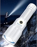 Vista 1 de Linternas láser de 5000.000 lúmenes altos, recargable, linterna LED súper brillante, 5 modos de luz de flash de alta potencia, linterna táctica