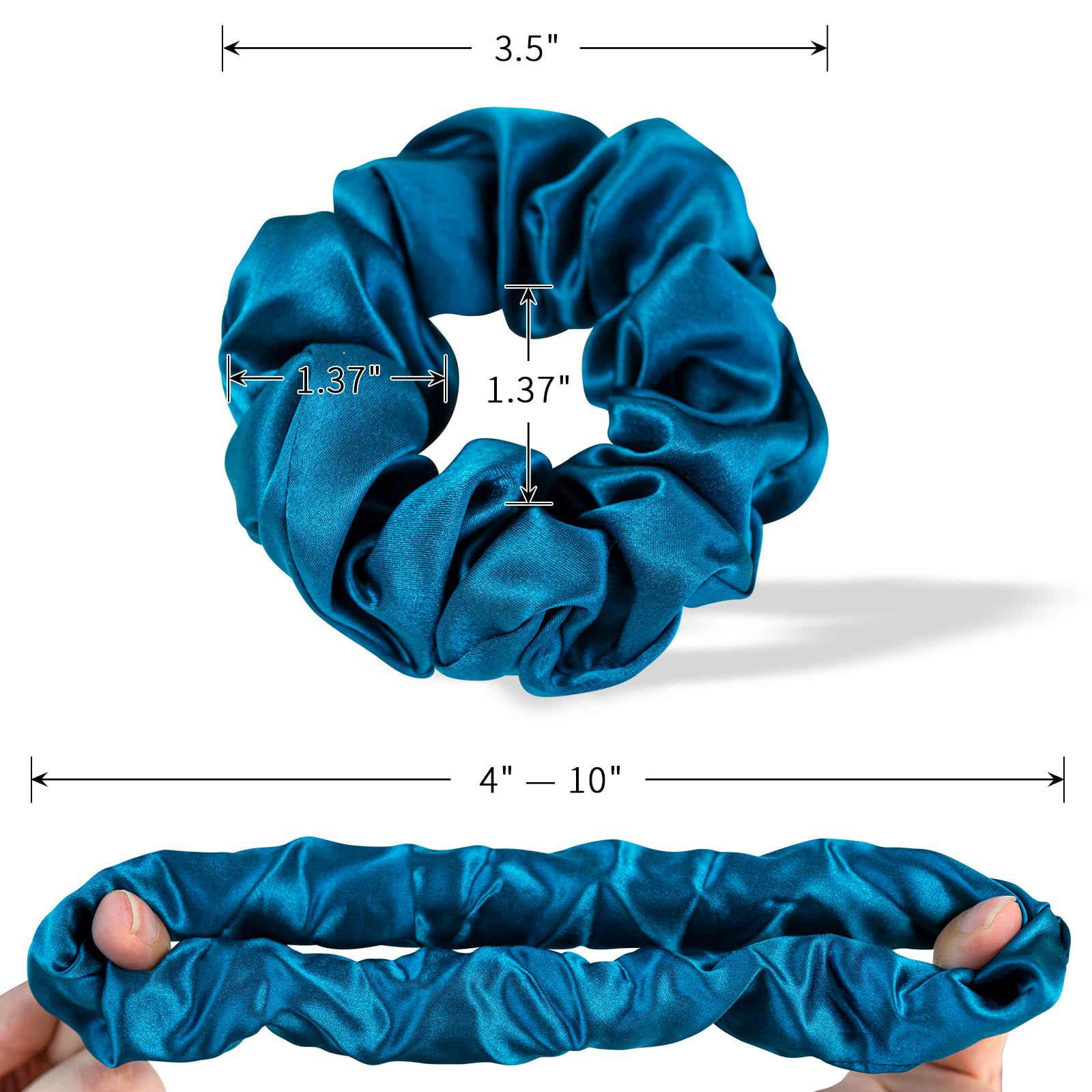 100% Mulberry Silk Hair Tie Silk Hair Scrunchies Hair Decoration Without Hair Damage Prevents Frizz 1pack (Peacock Blue) - Image 2
