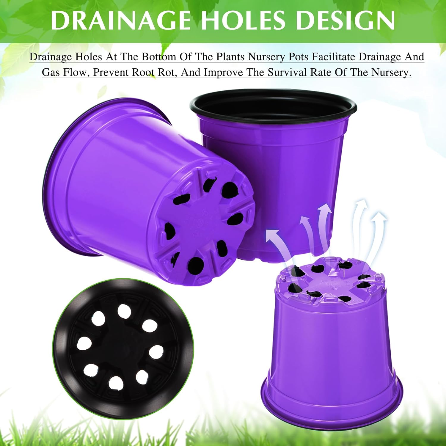Havawish 150 Pcs 4 Inch Plastic Nursery Pots Seedling Starting Pots with Drainage Holes Thicken Flower Planters Seed Starting Indoor Outdoor for Seedling Cutting Transplanting(Purple)