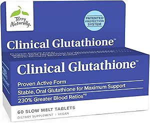 Terry Naturally Clinical Glutathione - 60 Slow Melt Tablets - Stable 300 mg L-Glutathione Supplement - Non-GMO, Vegan, Gluten Free - 30 Servings