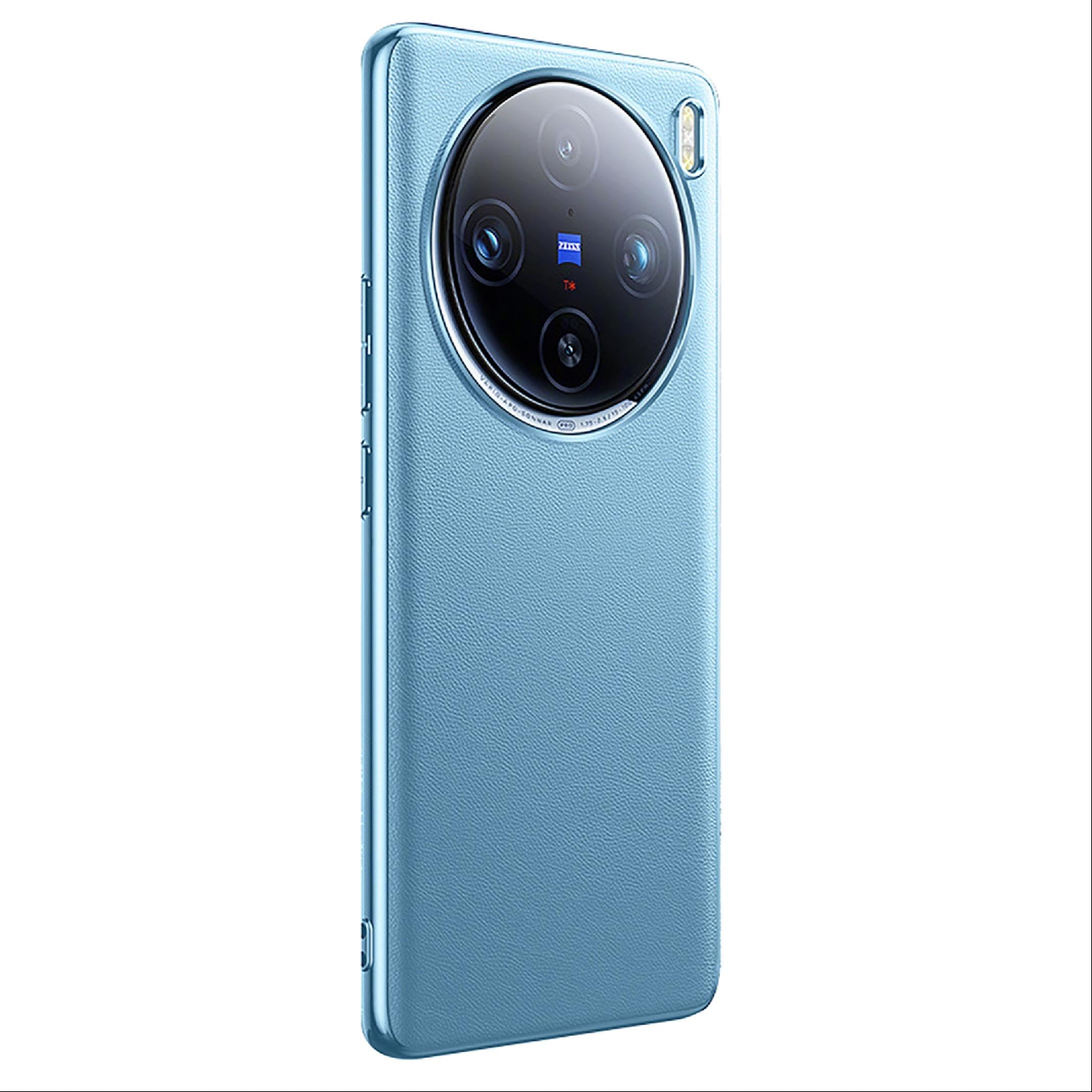 Case Compatible with VIVO X100 Pro, PU leather + Hard PC Cover, Special Leather Texture Phone Case, Anti-Fingerprint, Anti-Scratch - blue