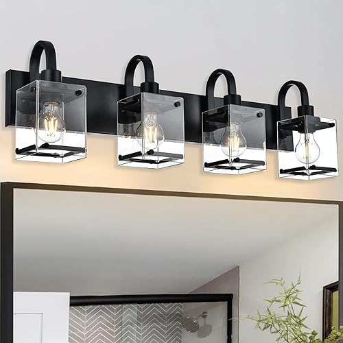 Miniatura 10 de Lámparas de tocador de baño de 3 luces, modernas luces de tocador con pantalla de vidrio transparente, lámpara de pared de níquel cepillado para