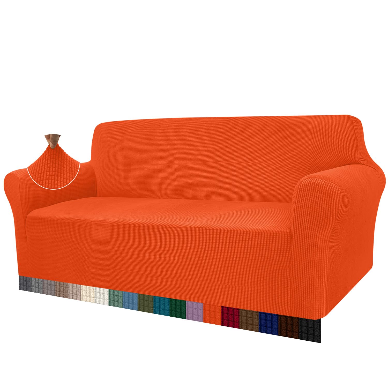 Granbest - Copridivano altamente elasticizzato, moderno, jacquard, per soggiorno, funge da protezione per cani e animali domestici (3 posti, arancione)