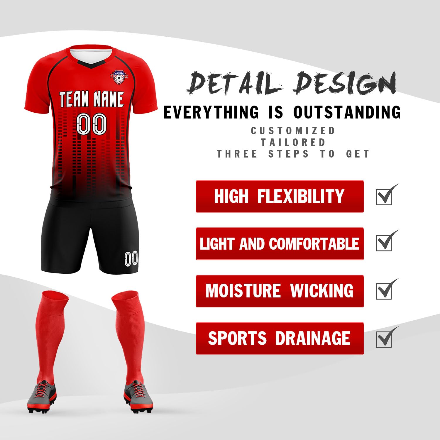 Custom Soccer Jersey Personalized Soccer Practice Uniform Printed Name Number Logo for Adult Kids
