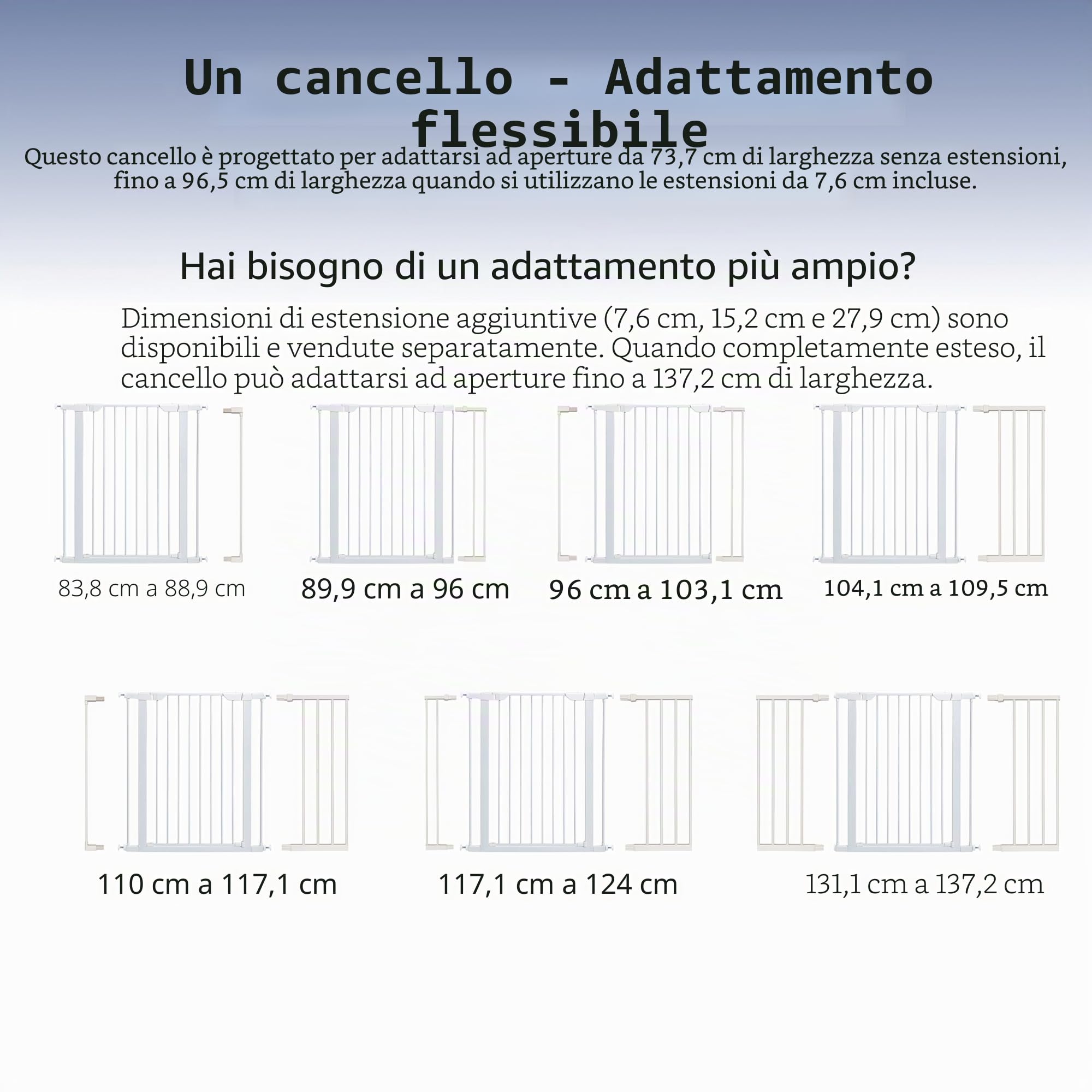 MidWest Homes for Pets - Cancello per animali domestici, altezza 99,4 cm, in acciaio bianco, si espande fino a 96,5 cm di larghezza, include estensioni di 7,6 cm