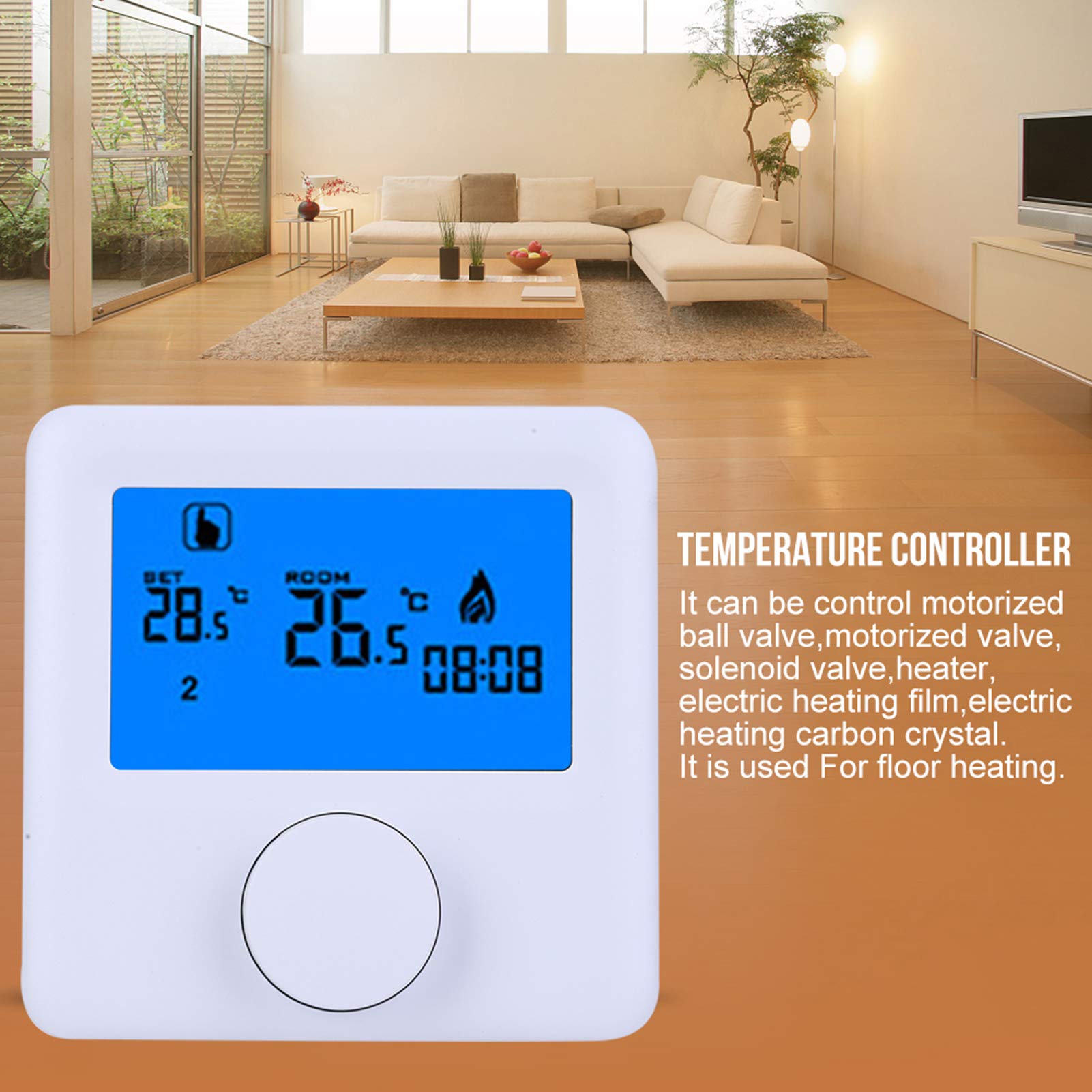 Acouto Controlador de Temperatura del Termostato de Calefacción Digital LCD RF para de Calefacción Eléctrica Lectura de Pantalla LCD Termostato Digital Controlador de Temperatura