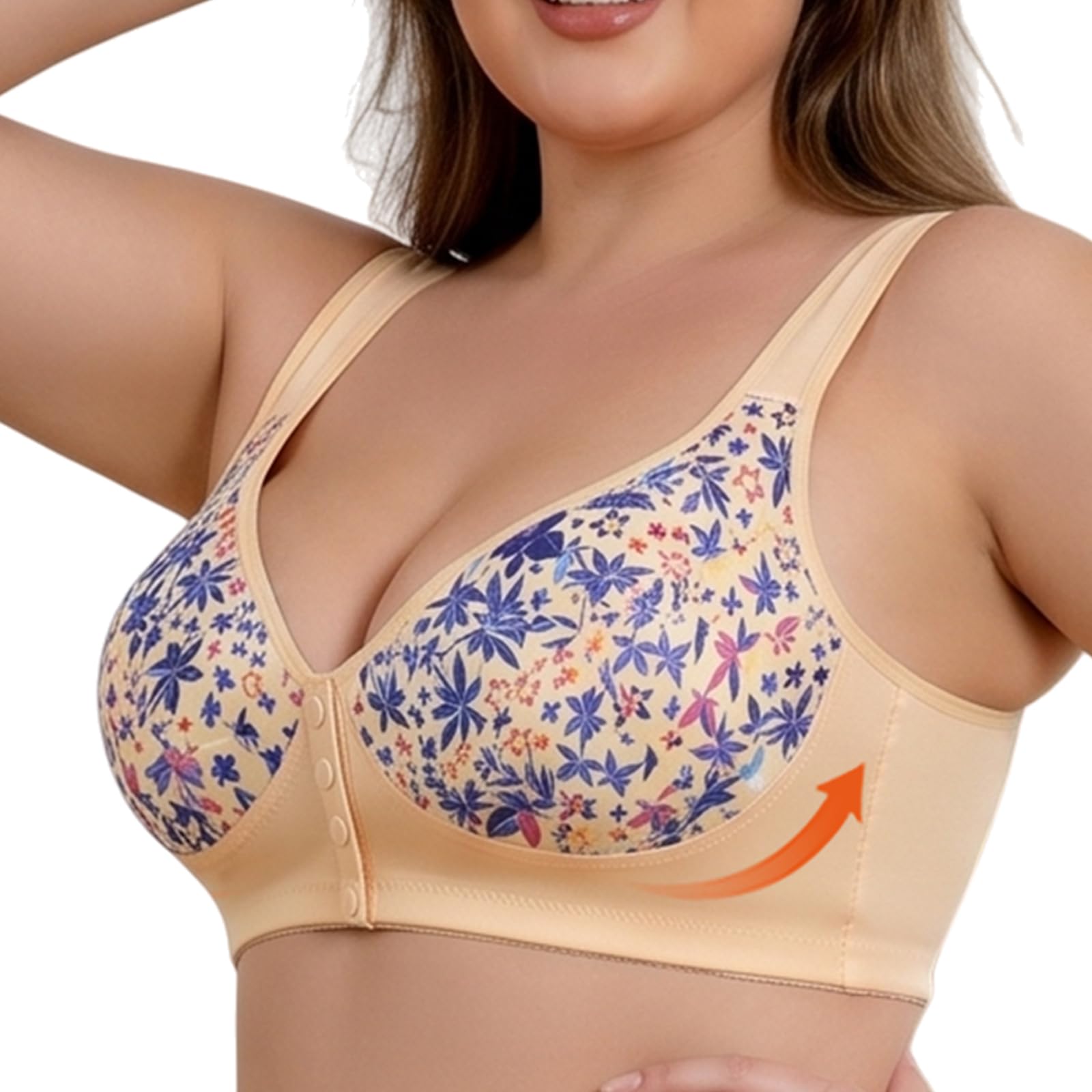 Confezione da 3 Reggiseni Donna Senza Ferretto con Chiusura Frontale A Bottoni, Reggiseno Comodo Che Sostiene Morbido per Seno Abbondante Taglie Forti Curvy Lingerie Intima