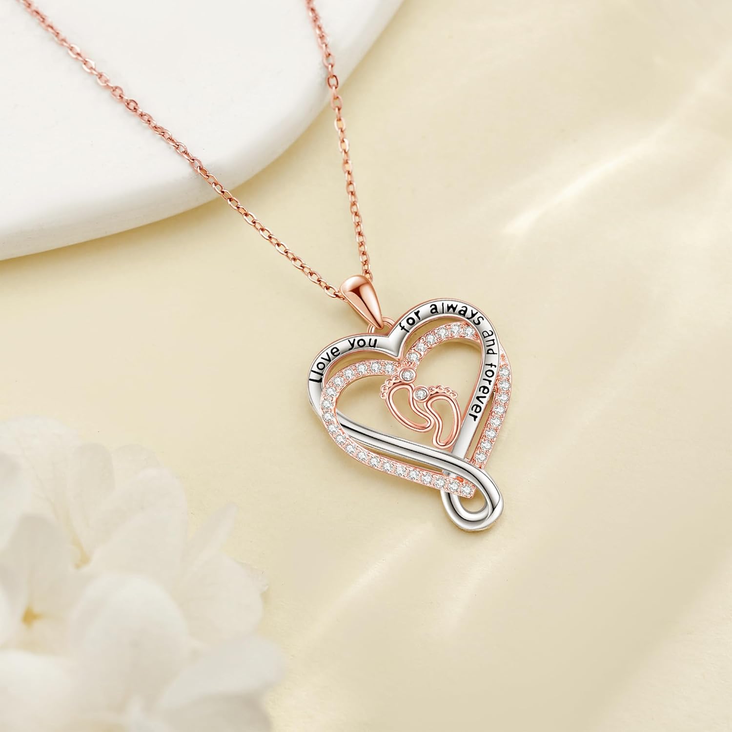 Footprint Necklace 925 Sterling Silver Pregnancy Gifts for First Time Mothers A Mom to Be Necklace Pregnant Gifts for Women Mom Friends - Image 3