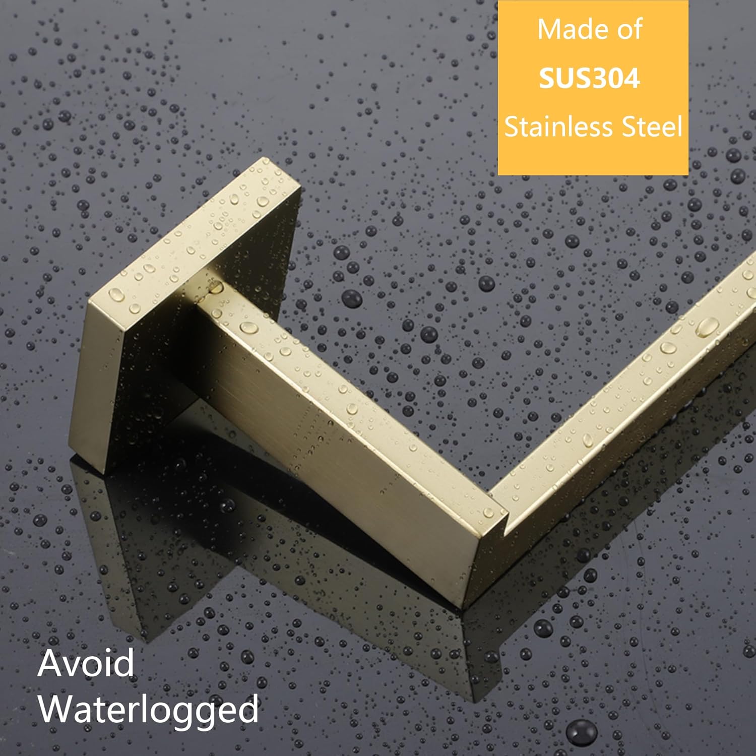 LANC Bathroom Hand Towel Holder 2 Pack Left and Right Side Brushed Gold Hand Towel Bar 10 Inche Square Towel Ring for Kitchen Bathroom Wall Mount Stainless Steel Towel Rack Hanger,A8806BG-LRP2