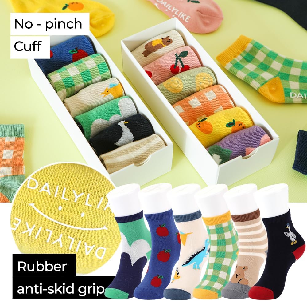 Baby Boys Girls Non Slip Grip Ankle Socks with Anti Skid Grippers for Infants Toddlers Kids 6 Pairs - Image 3