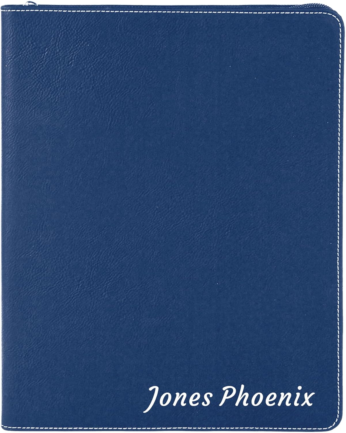 Monogrammed Portfolio with Zipper, Personalized Refillable Portfolio, Custom Leather Portfolio, Portfolio With Zipper, Personalized Padfolio, Business Gift, Company Gift (Blue(Silver))