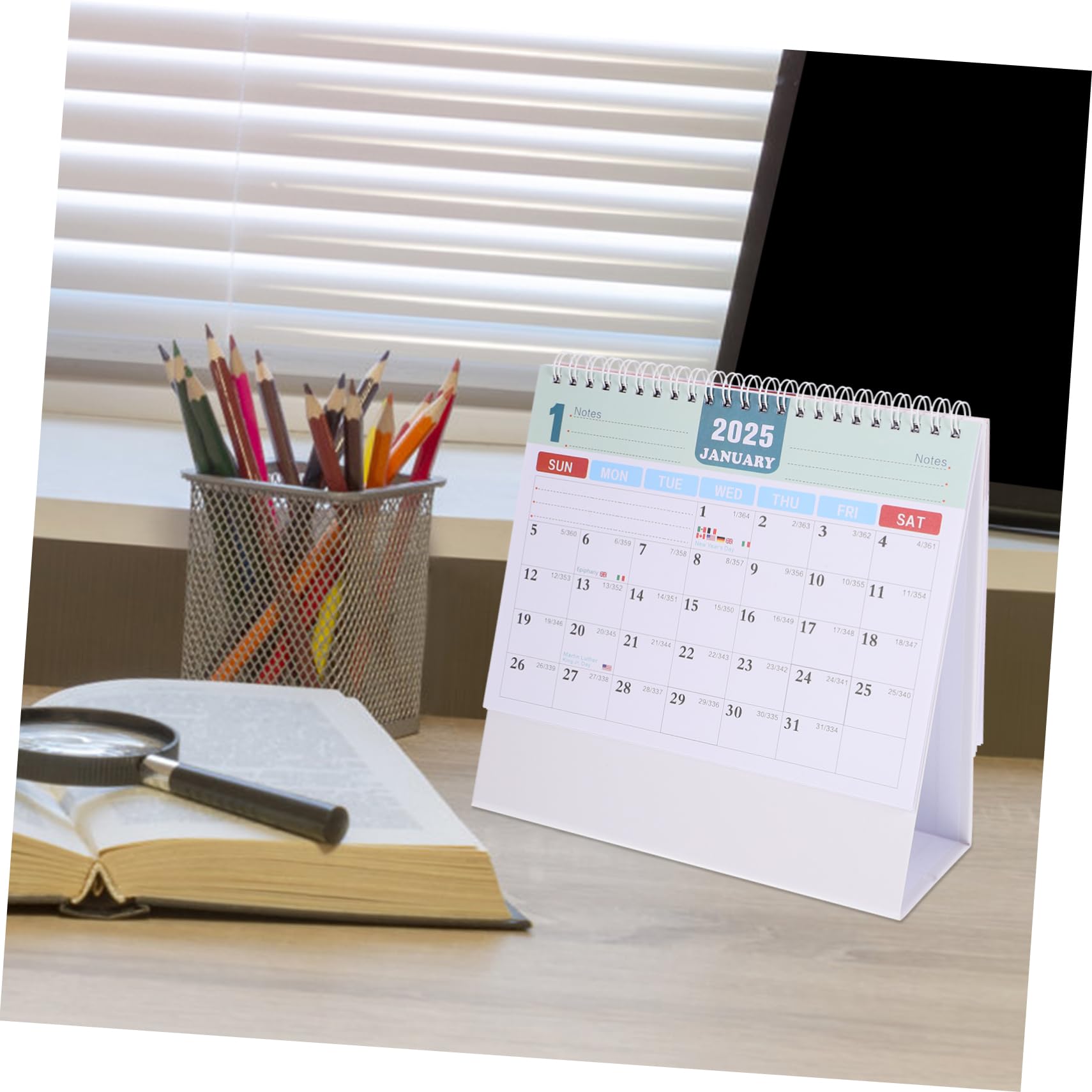 STOBOK 5stücke Desk Calendar Wiederverwendbarer Tischkalender Für Büro Und Zuhause Stehendes Design Kompakte Praktischer Planer Mit Notizfeld Modernes Und Minimalistisches Layout