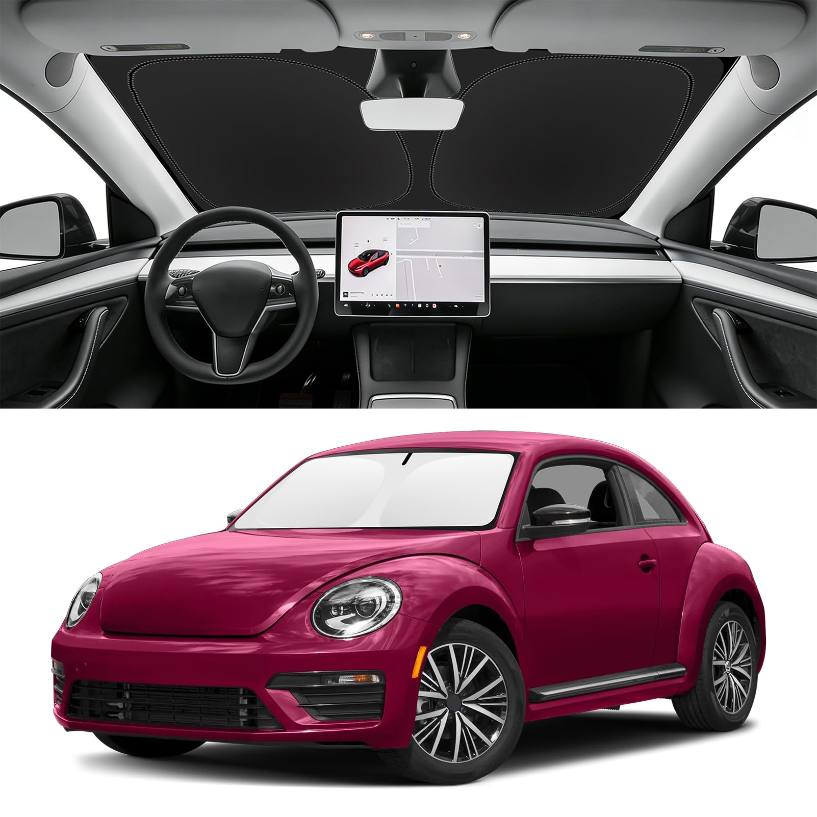 Custom Fit Windshield Sun Shade for Volkswagen VW Beetle 2012-2019