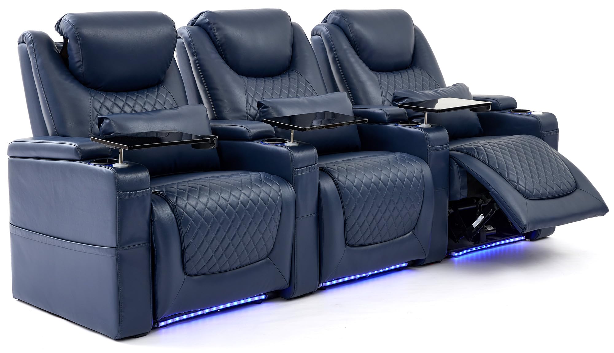Airadlis Home Theater Seating Seats, Theater Recliner Chair Sofa Game Movie Theater Chairs with 7 Colors Ambient Lighting, Lumbar Pillow, Side Pocket,