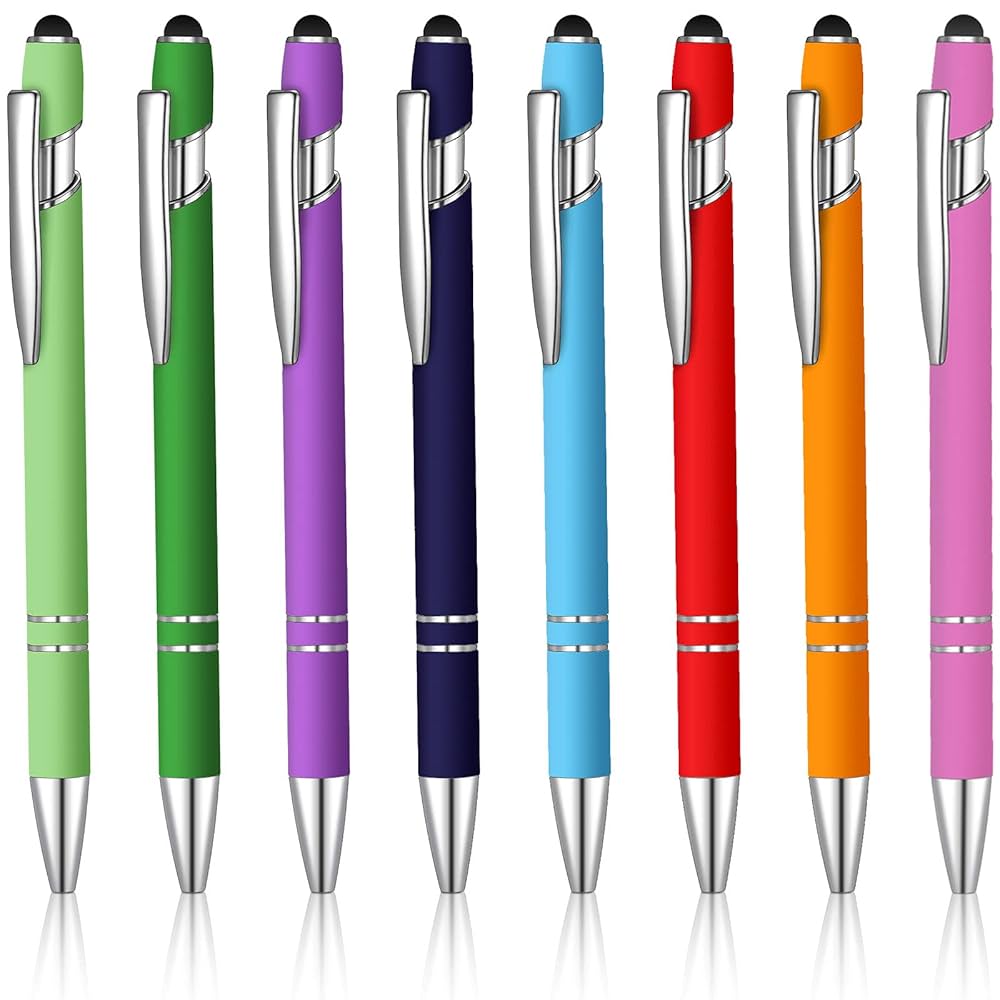 Zonon 8 Pieces Ballpoint Pen with Stylus Tip Black Ink 2 in