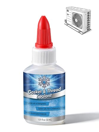 1 Pack HVAC Gasket & Thread Sealant 30ml, Non Hardening Refrigerant Leak Sealant for R410A, R32 & R22 System, Compatible with HVAC Refrigerant & Oil, Seals Flare Fitting, Gaskets & O Ring
