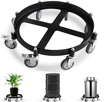 Heavy Duty Steel Drum Dolly, 55 Gallon Steel Frame with 8 Swivel Caster Wheels, 2000 Lbs Capacity Hand Truck Dollies for Workshops and Warehouses
