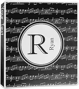 Personalized Musical Notes 3-Ring Binder - 1 Inch White Customizable School Binder