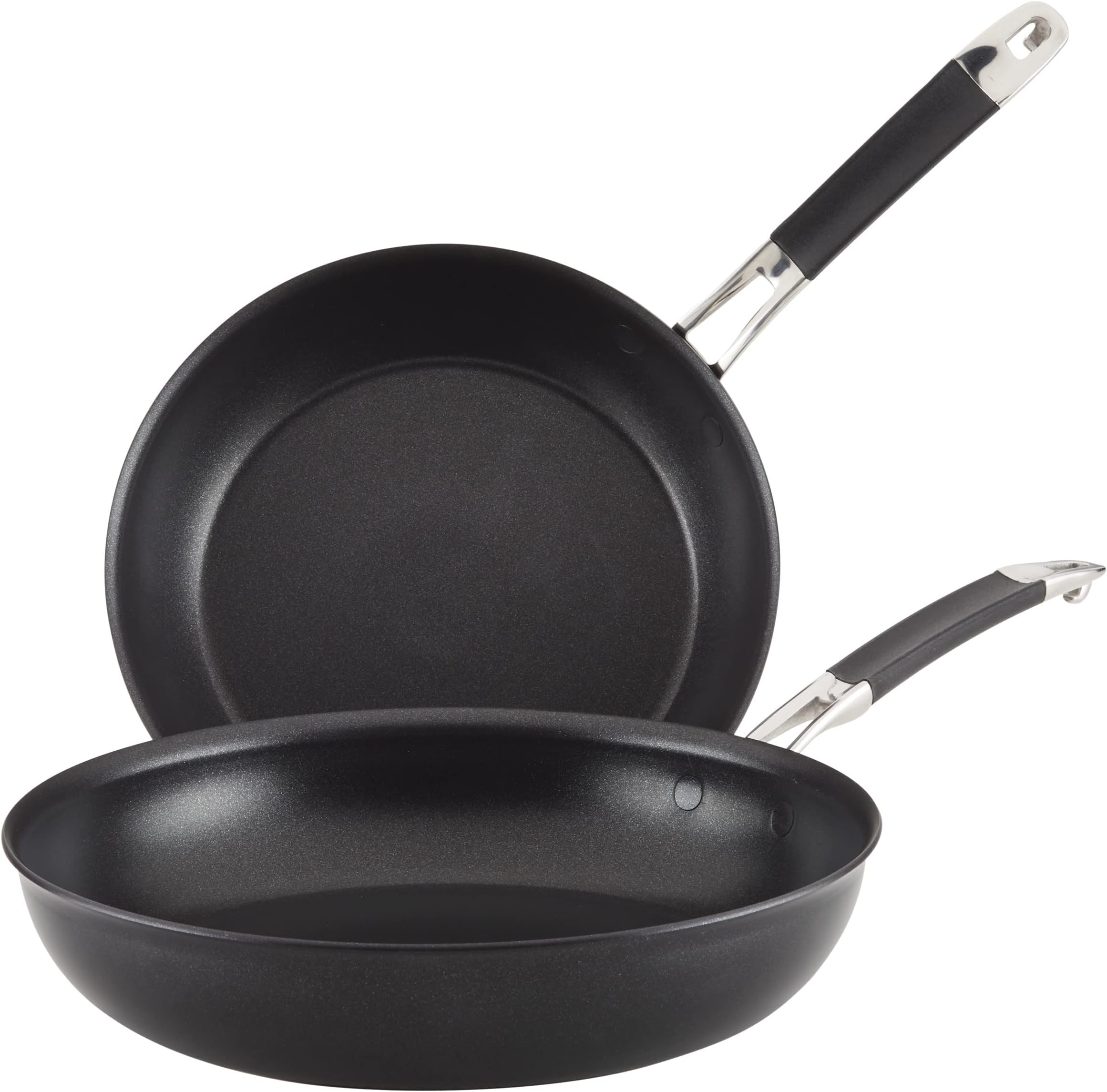 Smart Stack Hard Anodized Nonstick Frying Pan Set/ Skillet Set - 10 Inch and 12 Inch, Black