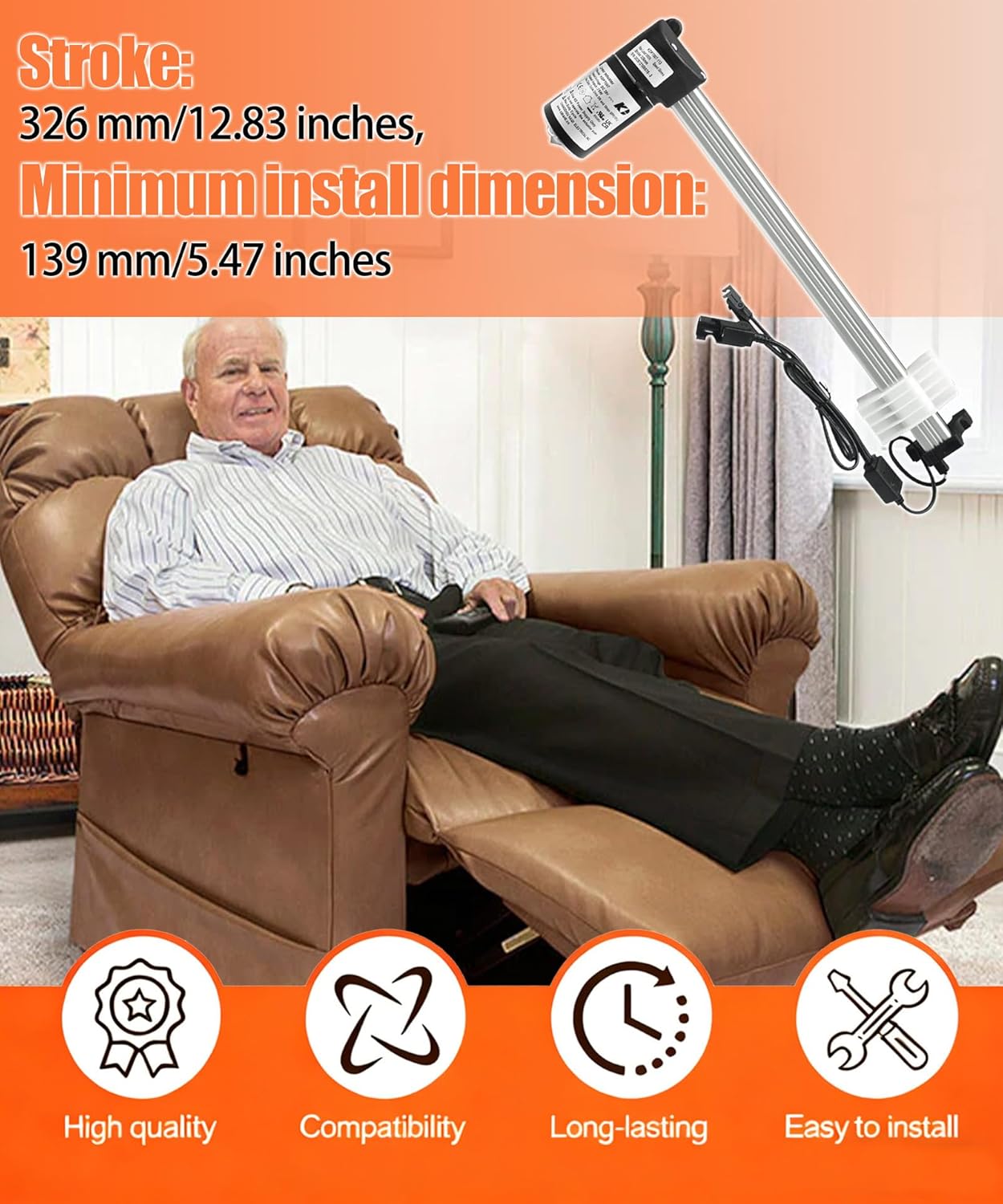 KDPT007-113 Linear Actuator Replacement Parts Fits for Electric Sofa Lift Chairs Power Recliner,Replacement Kaidi Power Recliner Motor