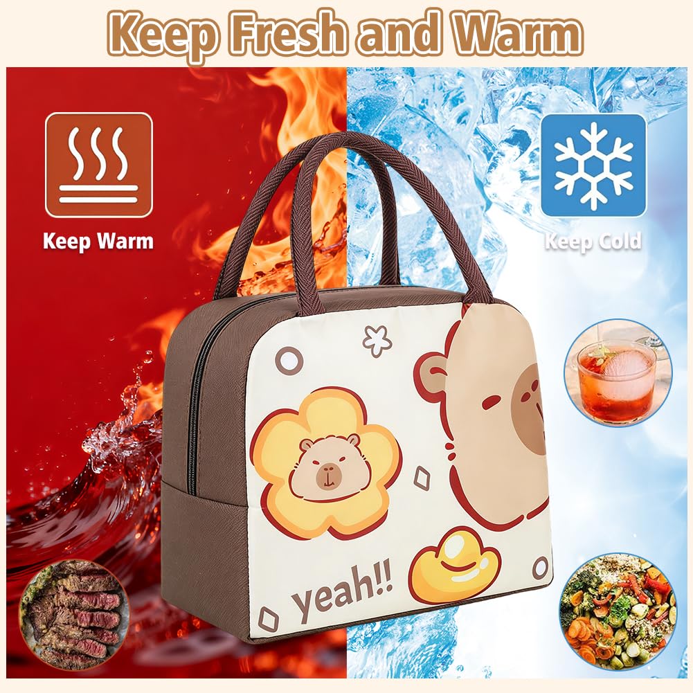 Set de mochila Capybara con bolsa de almuerzo y llavero, mochilas infantiles, mochila escolar, mochila para libros, artículos escolares, regalo para niño, niña, instituto 46x29x16cm