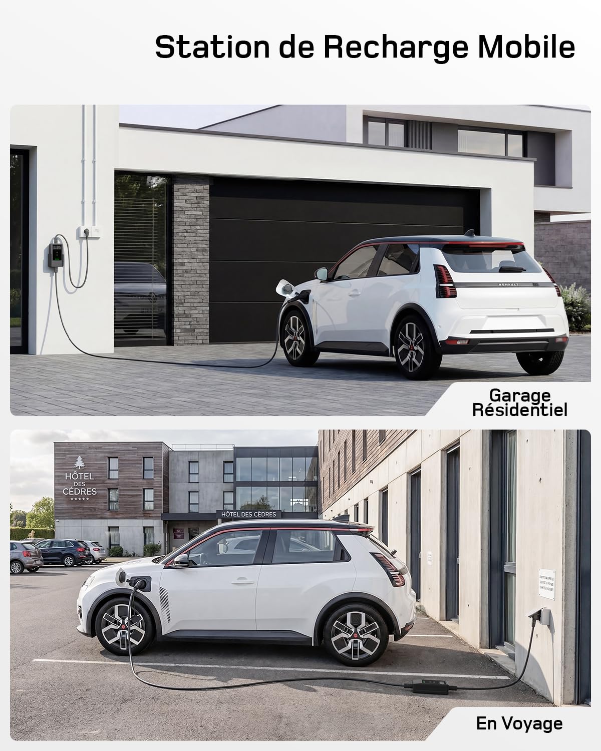 dé Chargeur Voiture Electrique APP 3,7kW [7m, 6/8/10/13/16A] Cable Recharge Voiture Electrique Type 2 avec Support Mural, Numérique LCD, Compatible avec E-208, Model Y, E-Tech, 500e et Autres EV/PHEV