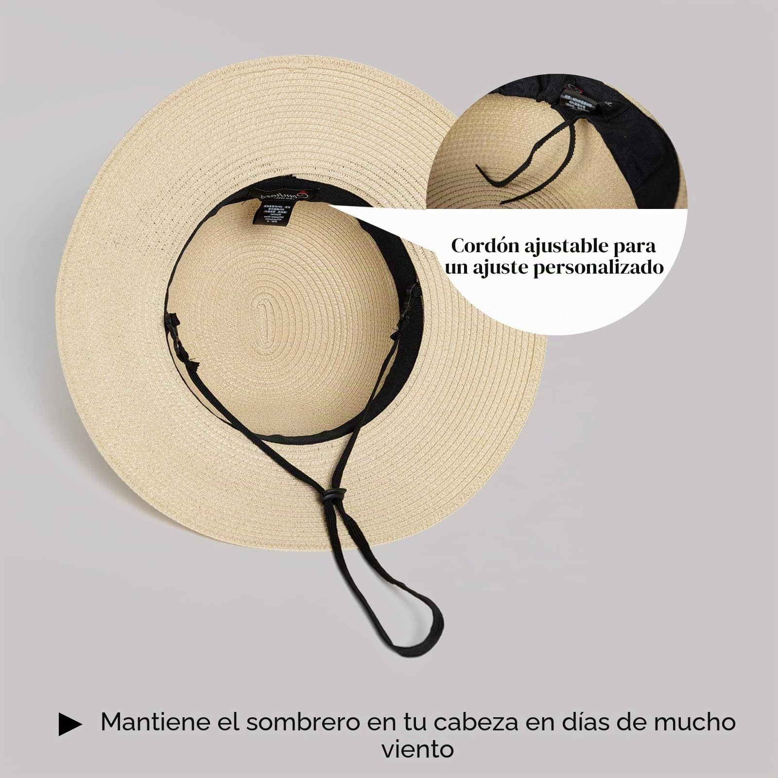 Comhats Sombrero de Verano de Paja con sombrilla para Mujer Sombrero de Sol Suelto de Playa de ala Ancha