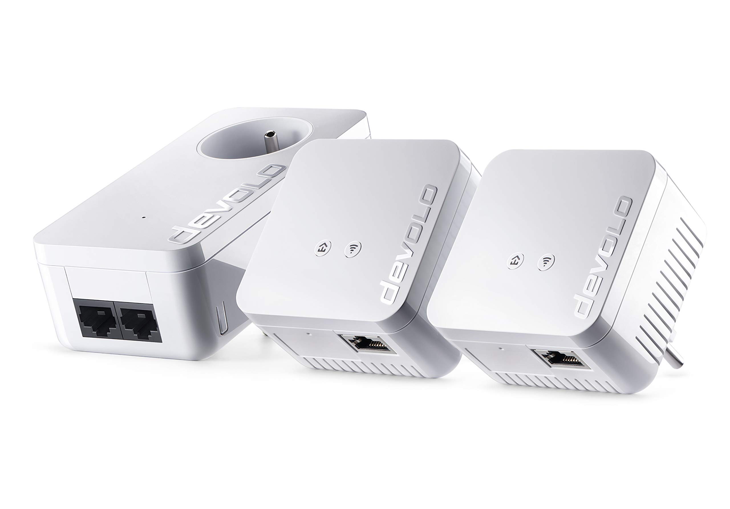 devolo dLAN 550 WiFi 4 (n) Network Kit : 2x Adaptateurs CPL WiFi, Prise Gigogne (500 Mbps, 2x Port Fast Ethernet), idéal télétravail, streaming, prise française