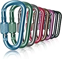 Craebuer 2 Inch Locking D-Ring Carabiner Clips - 8 Pack Aluminum Snap Hooks for Camping Hiking Keys Gear