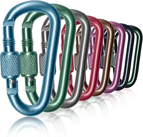 Vista 8 de Carabiner, 2 inch D-Ring Locking Carabiner Clip, Snap Hook Sport Accessories for Outdoor Camping Hiking