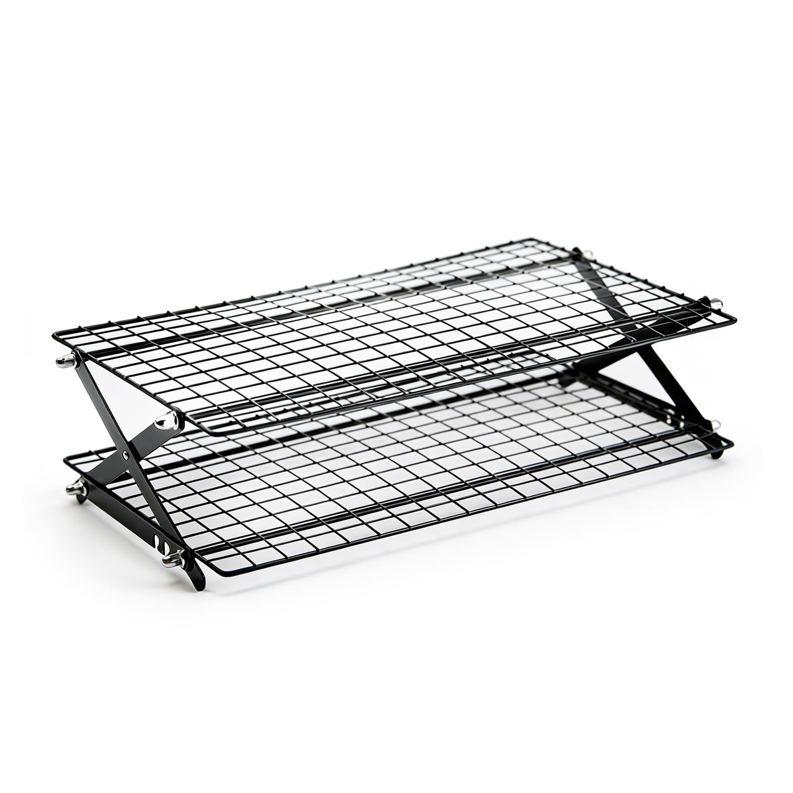 Jazuaiao Large Capacity 2 Rank Foldable Cooling Stand Assembled with Carbon Steel Suitable for Various Baked Items Easy Clean Cooling Rack