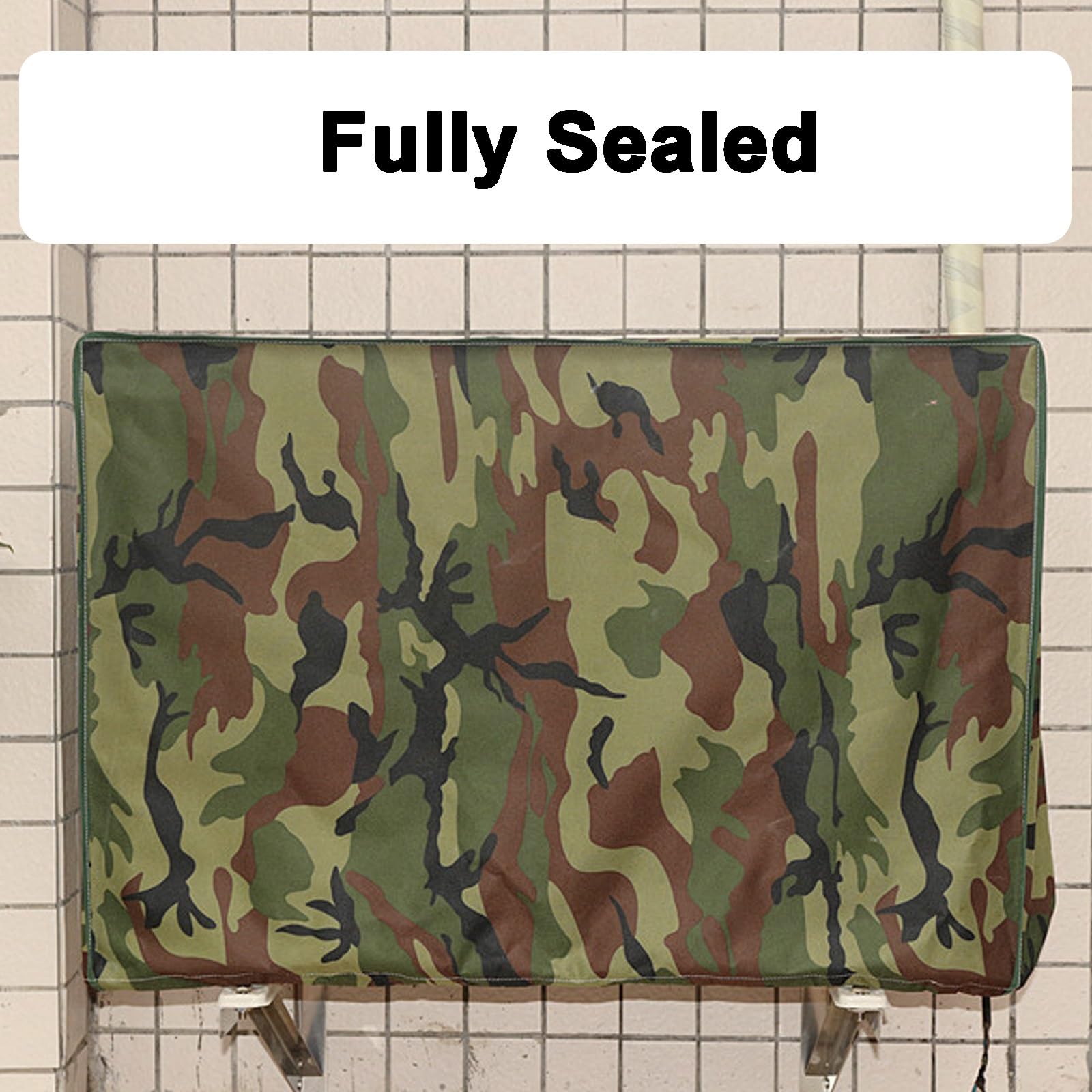 Funda Aire Acondicionado Exterior, Color Camuflaje Cubierta Aire Acondicionado Exterior para Equipos Externos, Tela Impermeable y Resistente al Viento(Gray,100x80x43cm/39x32x17in)
