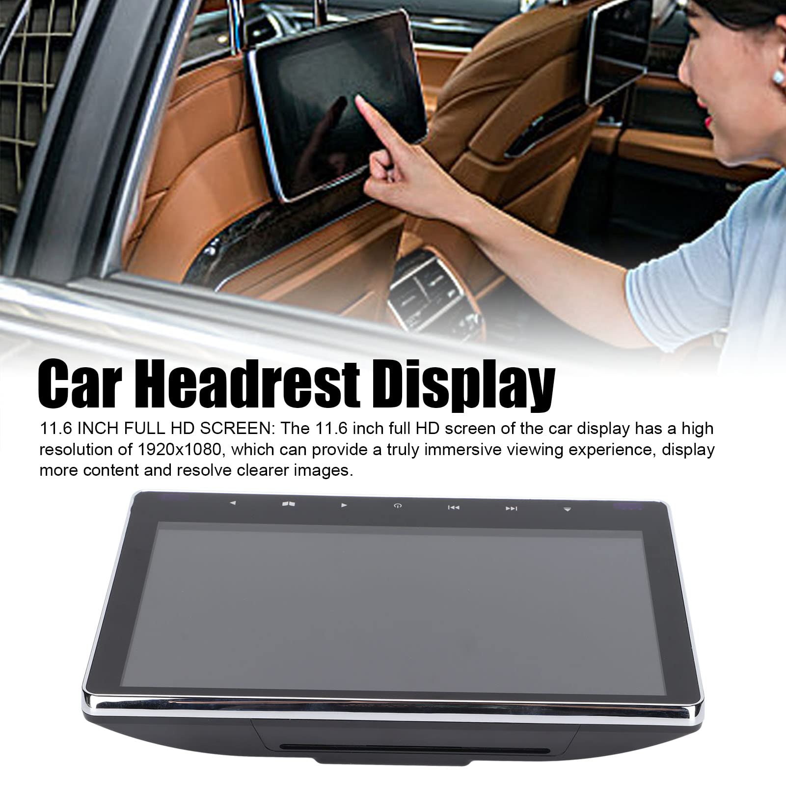 Pantalla del Reposacabezas del Coche Pantalla Full HD de 11,6 Pulgadas 1920x1080, Módulo de Pantalla Inteligente IPS, para Instalar la Pantalla en el Reposacabezas del Asiento Trasero del Coche