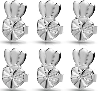 3 Pairs Earring Backs for Droopy Ears, 925 Sterling Silver Earring Backs Lifters,Adjustable Hypoallergenic Earring Backs for Heavy Earring（White)