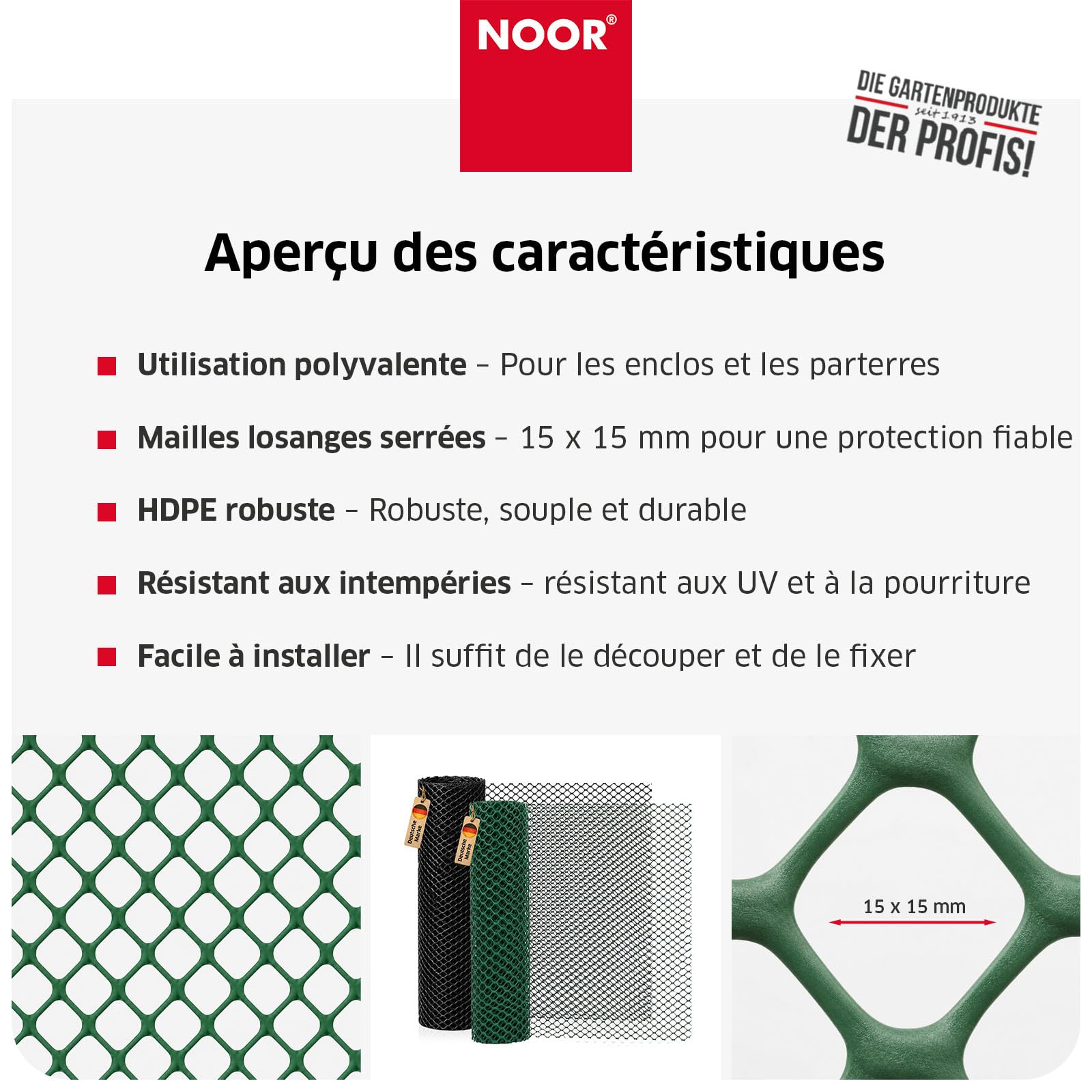 NOOR Clôture en Rouleau - Plastique HDPE 290 g/m² - 1 x 10 m Vert