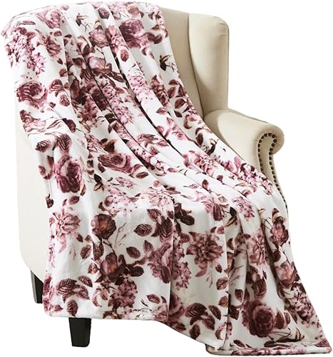Vista 19 de Serafina Home - Manta para sofá o cama: acento de forro polar suave y aterciopelado, duradero (Rosas rubor, 50 x 70 pulgadas)
