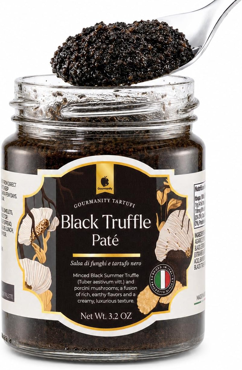 Gourmanity Black Truffle Sauce, Italian Pate for Pasta, 15% Real Truffle