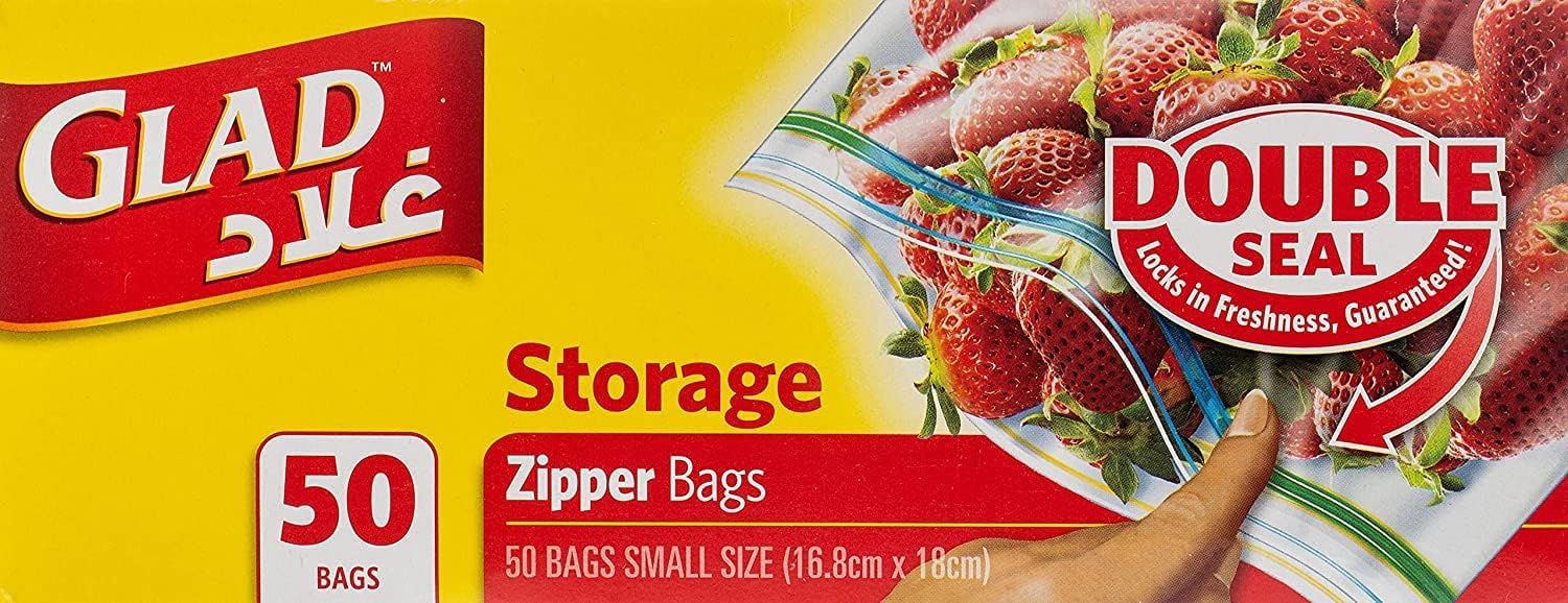 Glad Zipper Food Storage Plastic Bags Quart Size 16.8cm x 18cm 50pcs Buy Online at Best Price