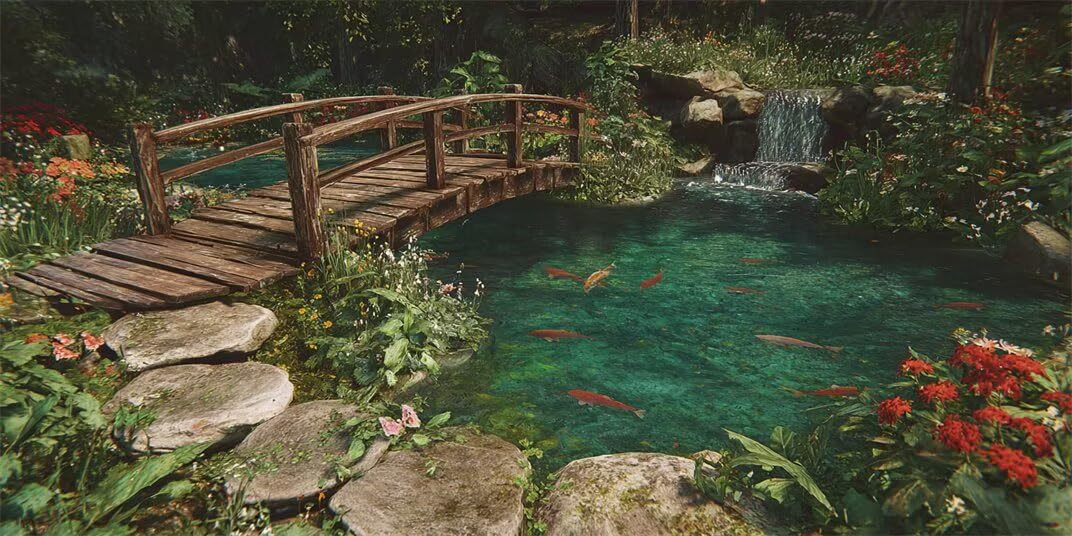 Diamond Painting Kits for Adults, 5D Diamond Art Pond 40x70cm, DIY Large Wooden Bridge Dimond Art kits Adults, Full Drill Crystal Rhinestone Embroidery Canvas Gem Art for Home Wall Decor (DP361)