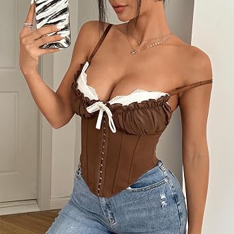 Going Out Crop Tops for Women Spaghetti Strap Bustier Corset Tops Summer Y2k Teen Girls Fashion Trendy