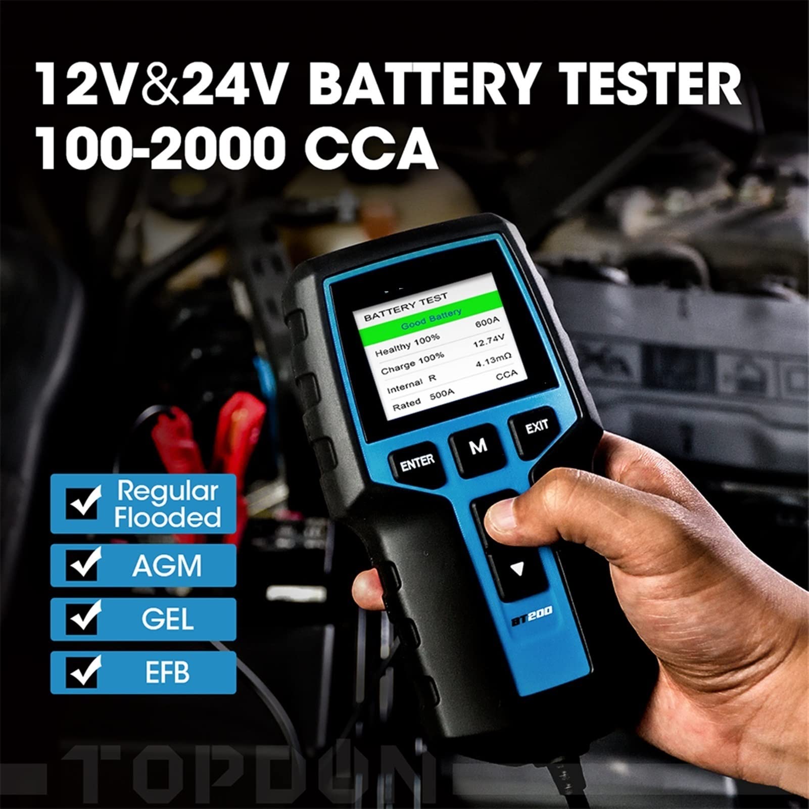 Comprobador de baterias de coche BT200 12V Probador de batería de automóviles DIGITAL AUTOMOTOR DIAGNÓSTICO DIAGNÓSTICO ANALIZADOR DE BATERÍA DE BATERÍA DEL VEHÍCULO Herramienta de escáner de carga