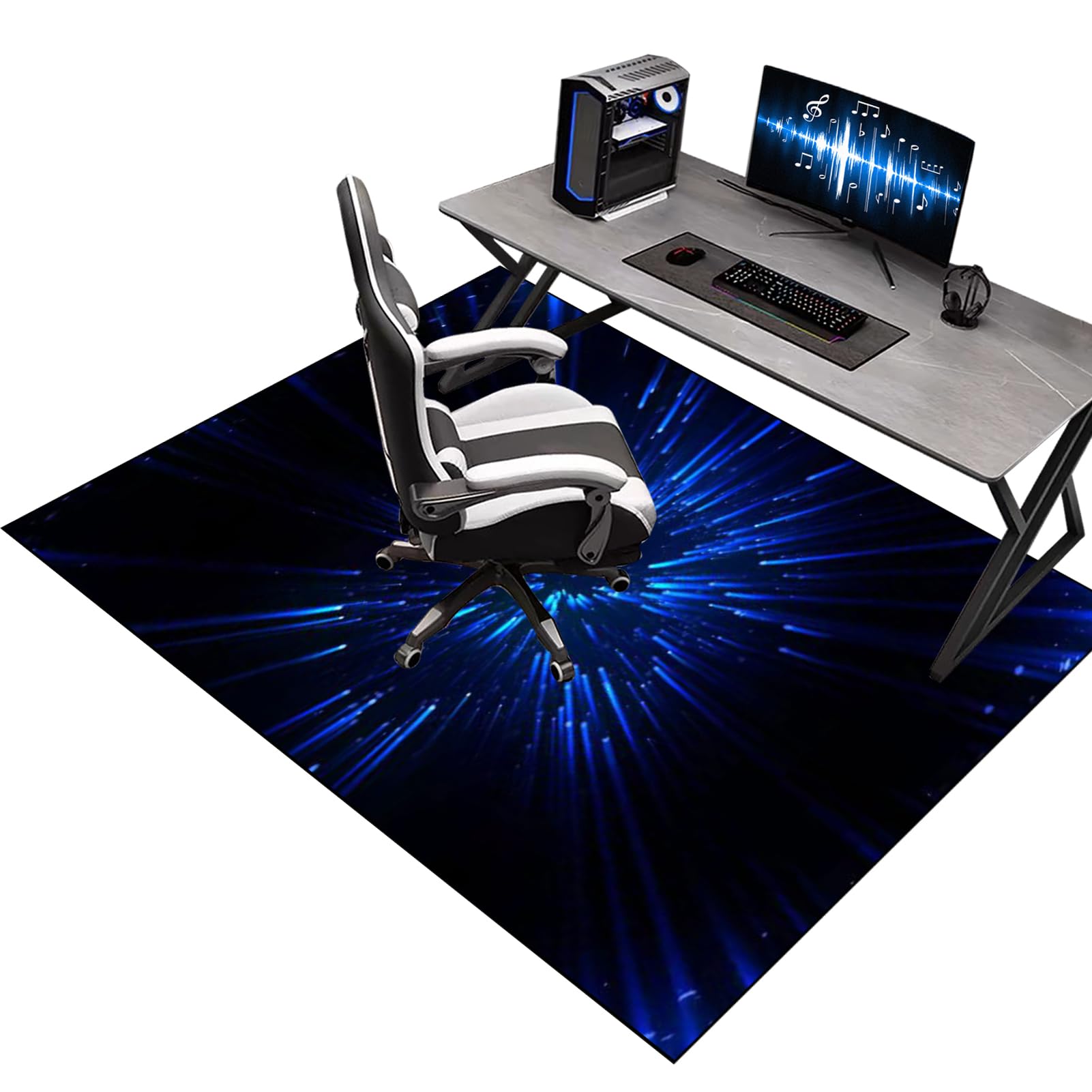 Kqiejuy Colorb45 Gaming Chair Floor Mat 140 X 190 Cm, Carpet Protector, Non-Slip For Office & Home Gaming