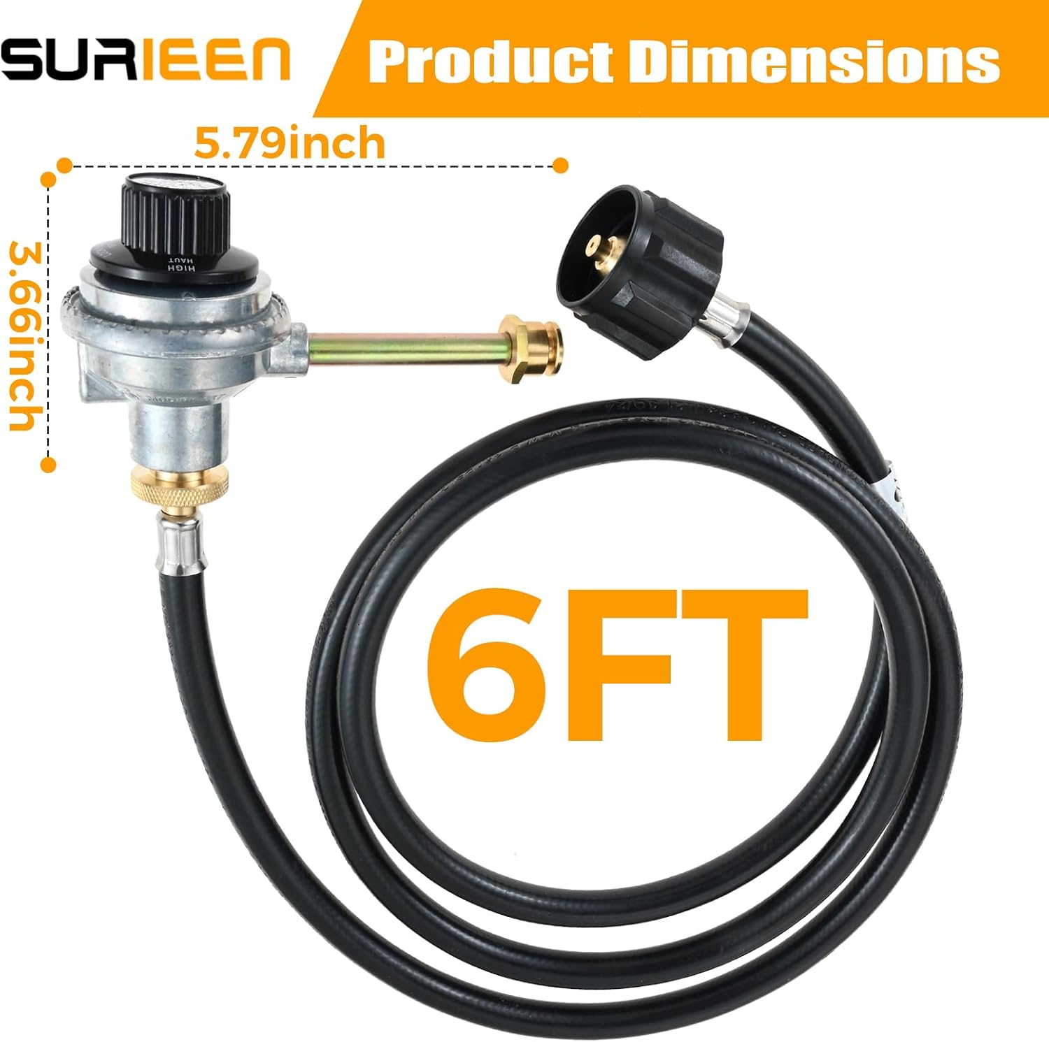 29102349 29103224A Regulator Control Valve with Propane Hose 6FT, Compatible with Charbroil Grill2Go Tru-Infrared 2012 Portable Gas Grill 1lb to 20 lb