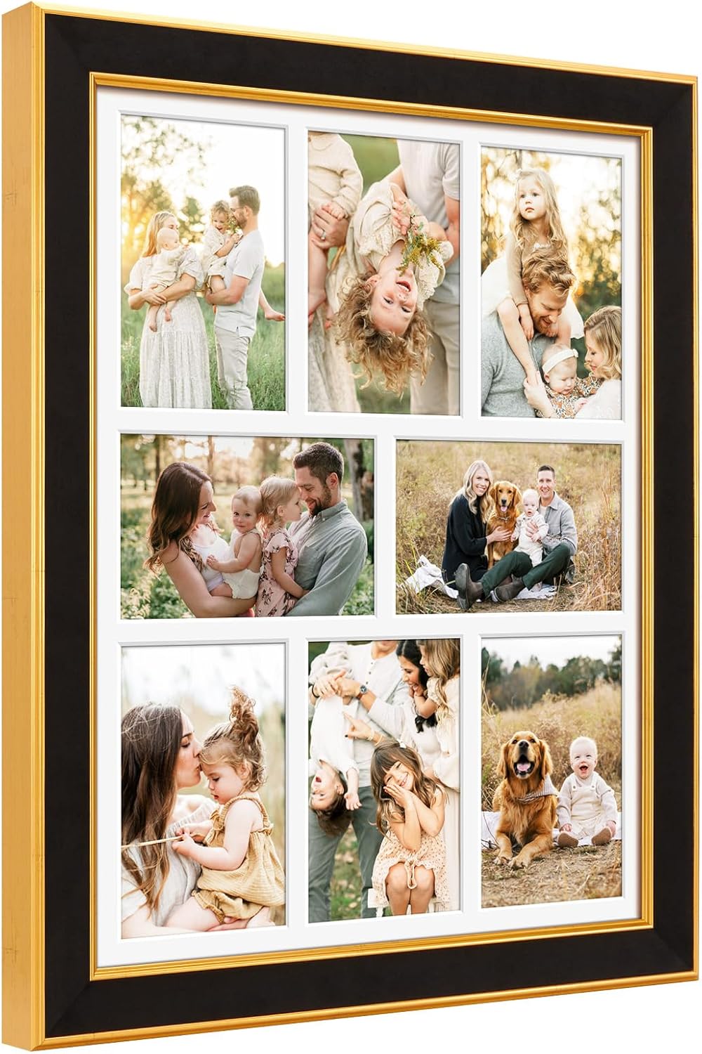 Suede 13x17 Picture Frame Display 8 Opening 4x6 Picture Frames Collage Wall Decor with Mat,Multi Photo Frame for Plexiglass,Wall Decor,1Pack,Black