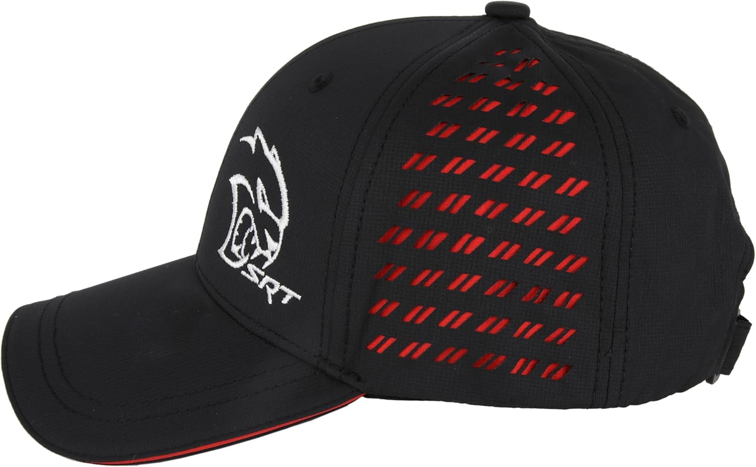 Dodge SRT Hellcat Men's Performance Hat | Embroidered Logo | Laser-Cut Rhombus Panels | Black/Red | Officially Licensed