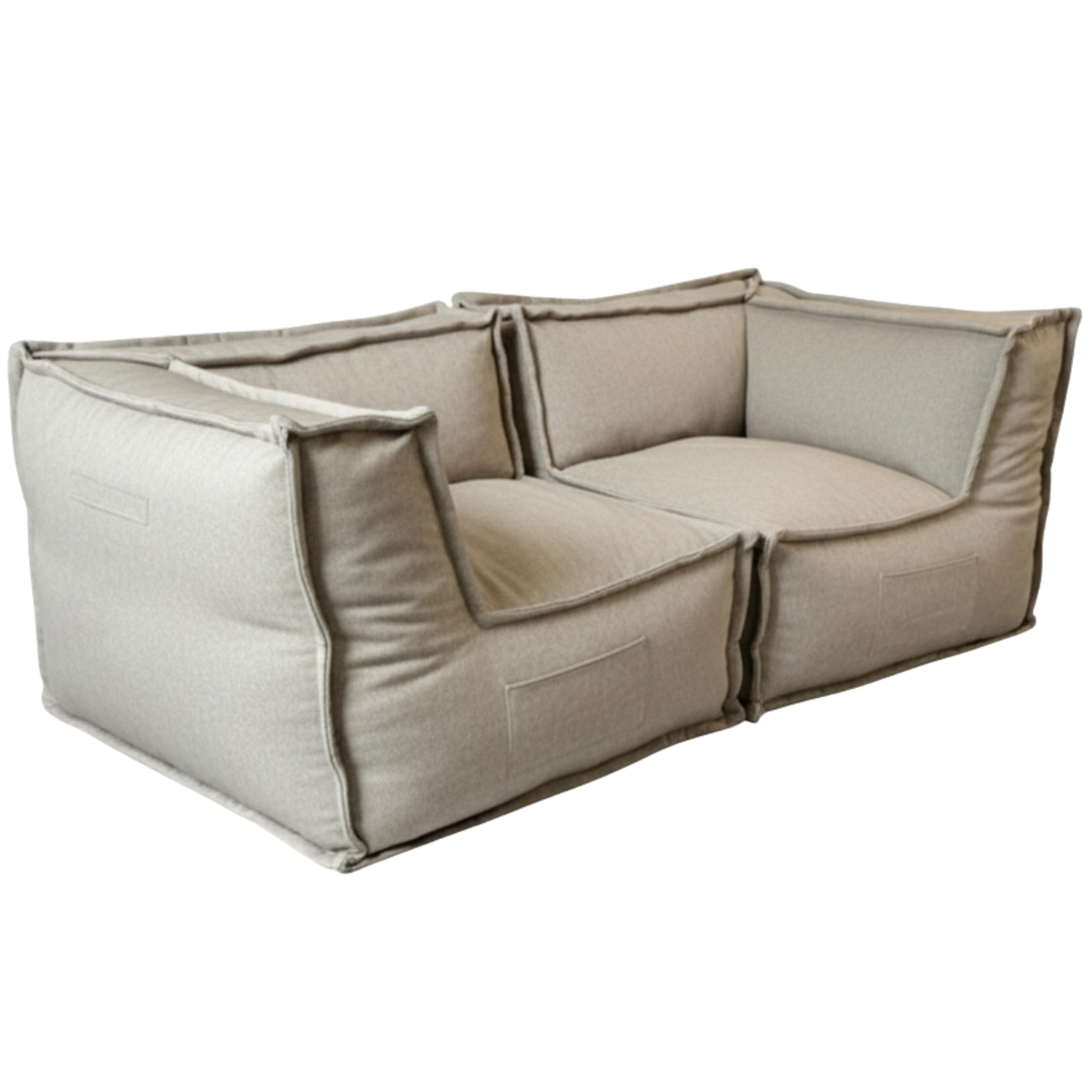 bananair - Canapé Modulable 2 Places - Conception Innovante Boneless Couch, 100% Flocons de Mousse, Confort Assuré - Canapé d'angle Compressé, Sofa avec Accoudoirs pour Salon, Chambre (Beige)