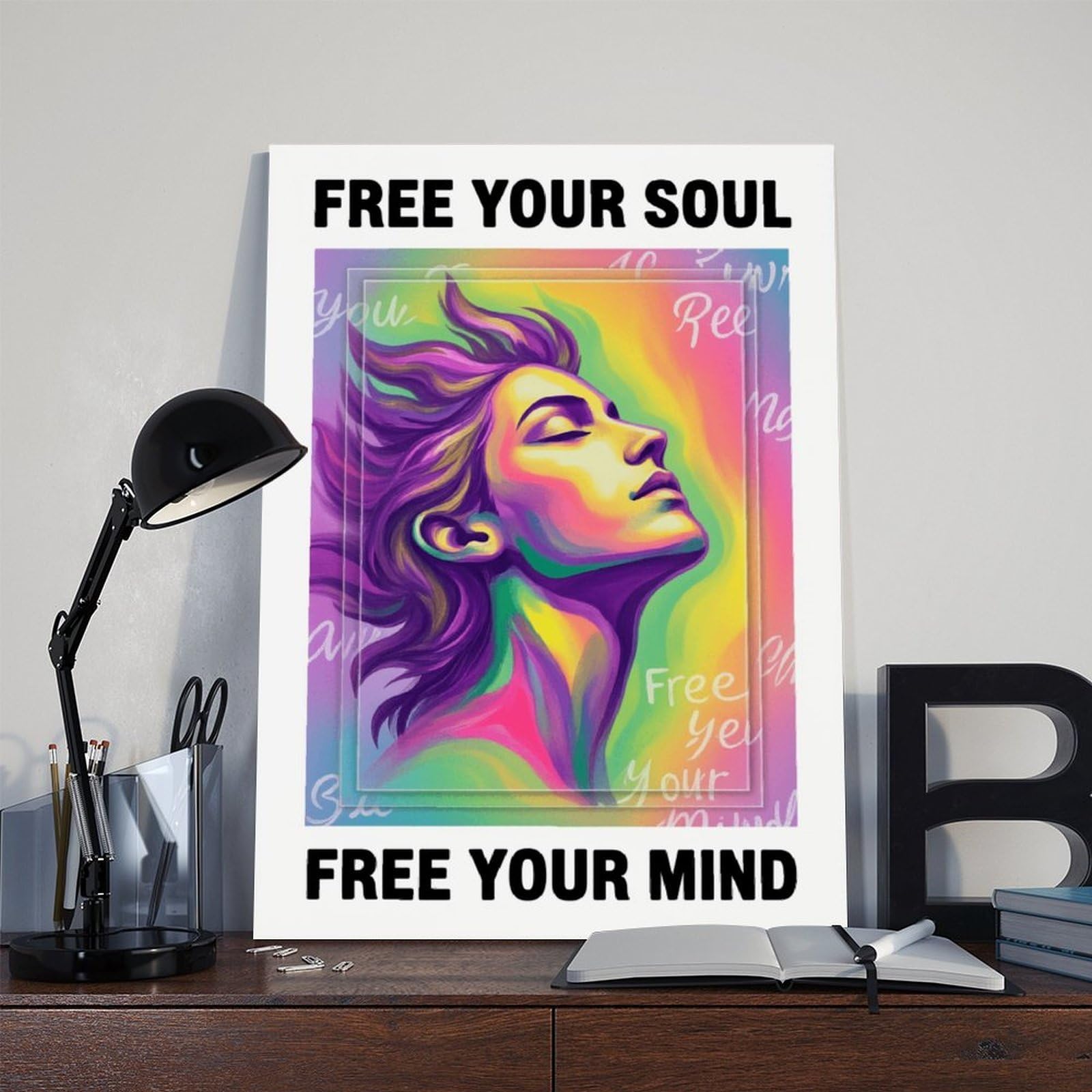 AYINUER Buntes abstraktes Portrait-Leinwand-Poster, Wandkunst, Dekordruck, Gemälde für Wohnzimmer, Schlafzimmer, Dekoration, ungerahmt, Druck-Stil, 61 x 91,4 cm (L x B)